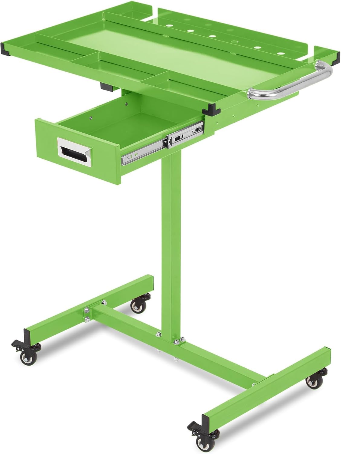 Adjustable Rolling Work Table with Drawer, 300LB Heavy Duty Tool Cart