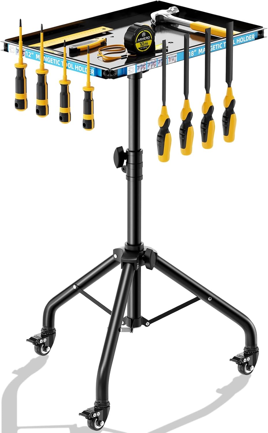 Adjustable Rolling Work Table with Wheels, Heavy Duty Tool Cart